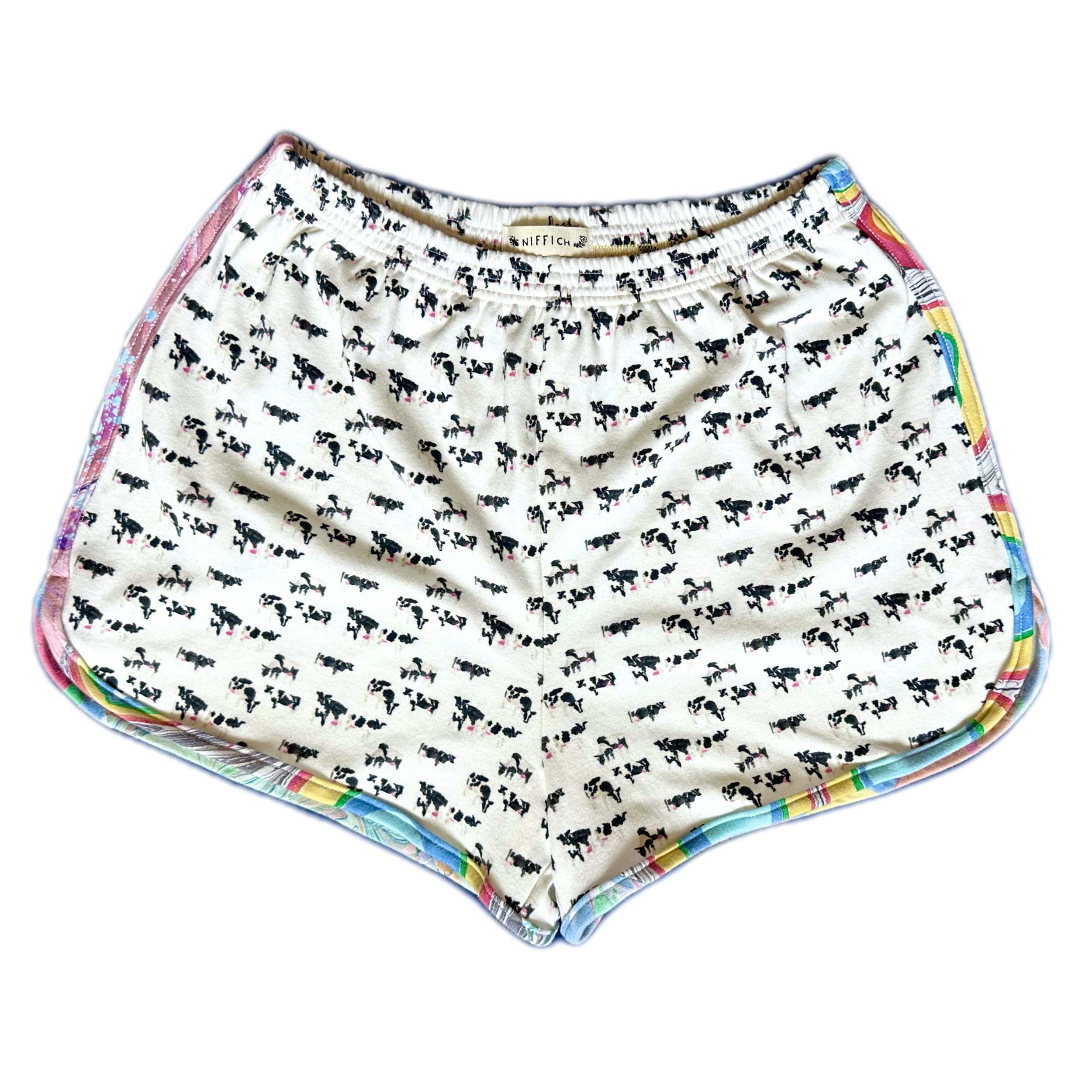 ***Organic Cotton Cow Track Shorts
