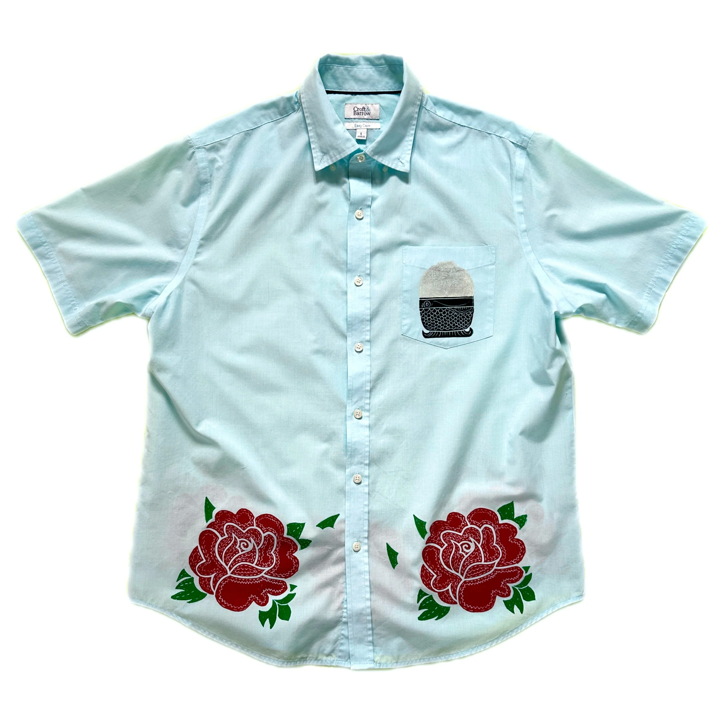 Botan Block Print Button Down (MENS LARGE)