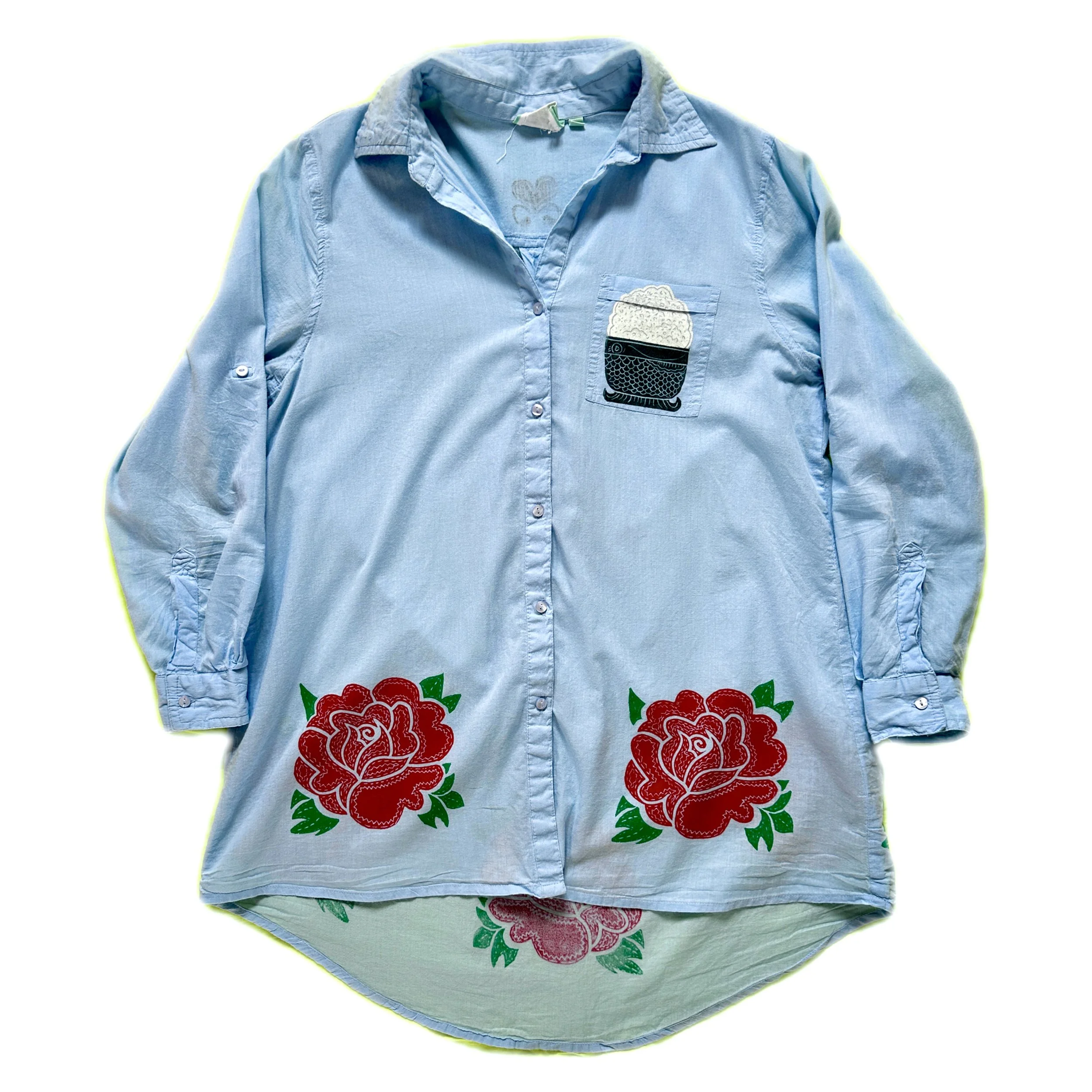 Botan Block Print Button Down (WOMENS SMALL)