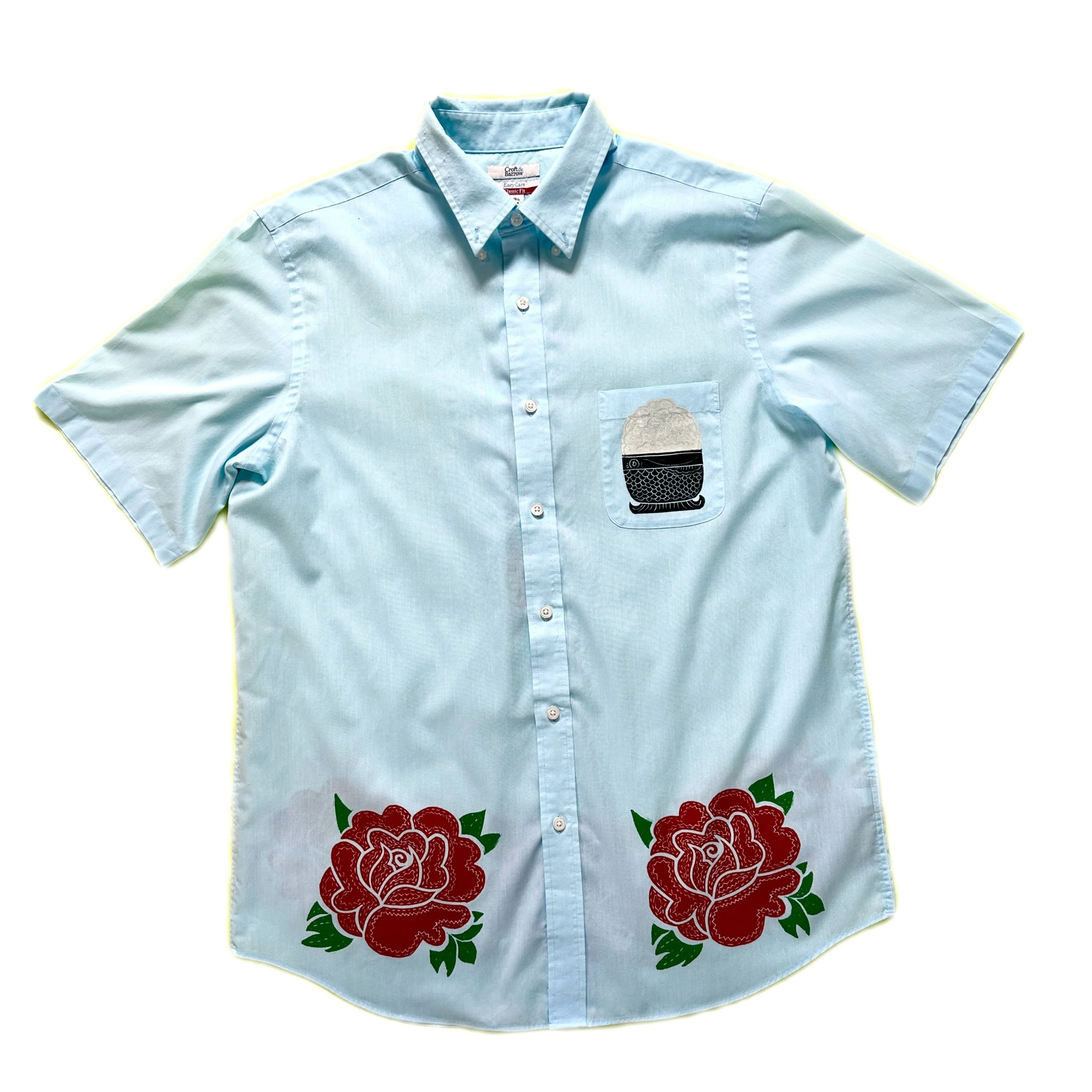 Botan Block Print Button Down (MENS LARGE)