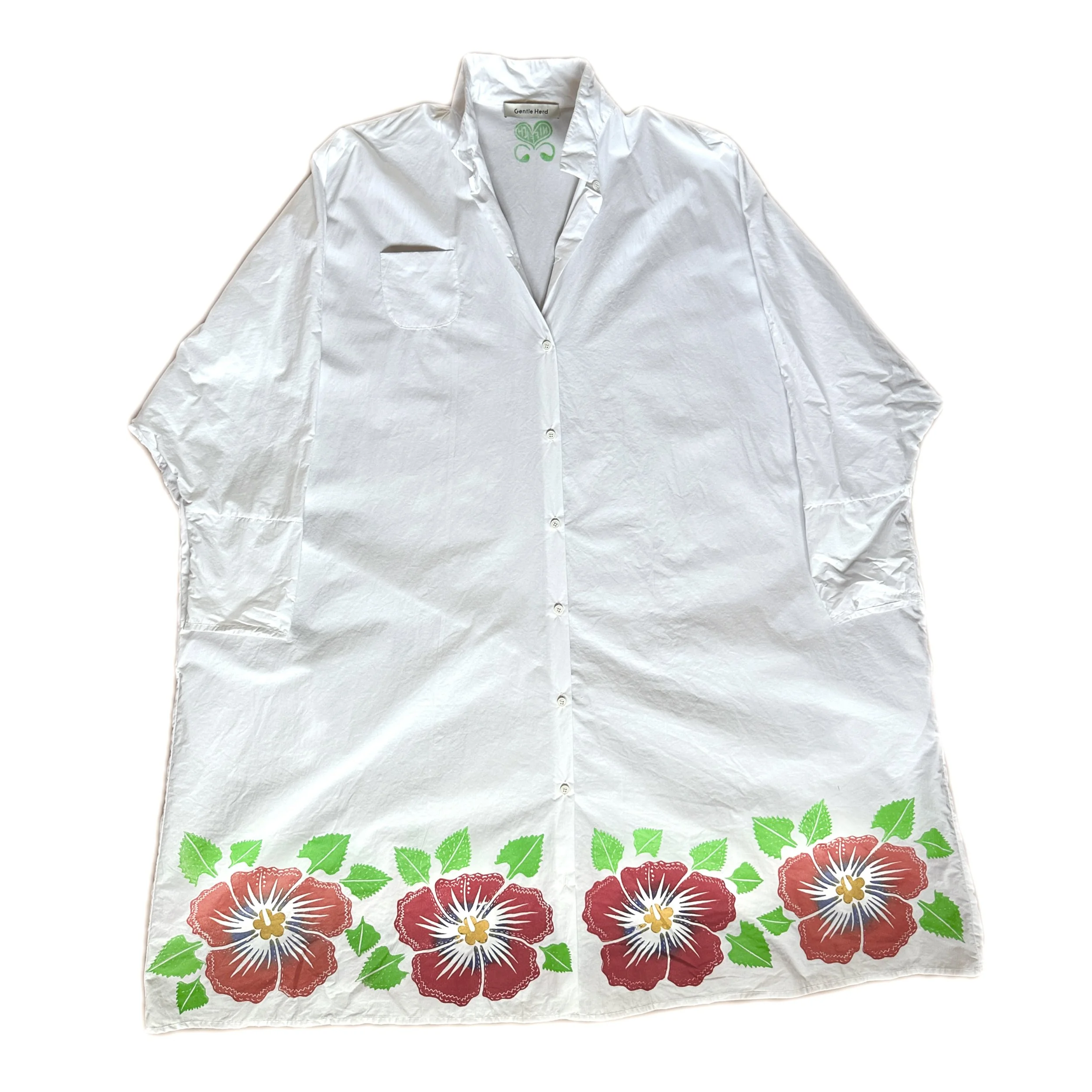 HIBISCUS Block Print Button Down (WOMENS SMALL)