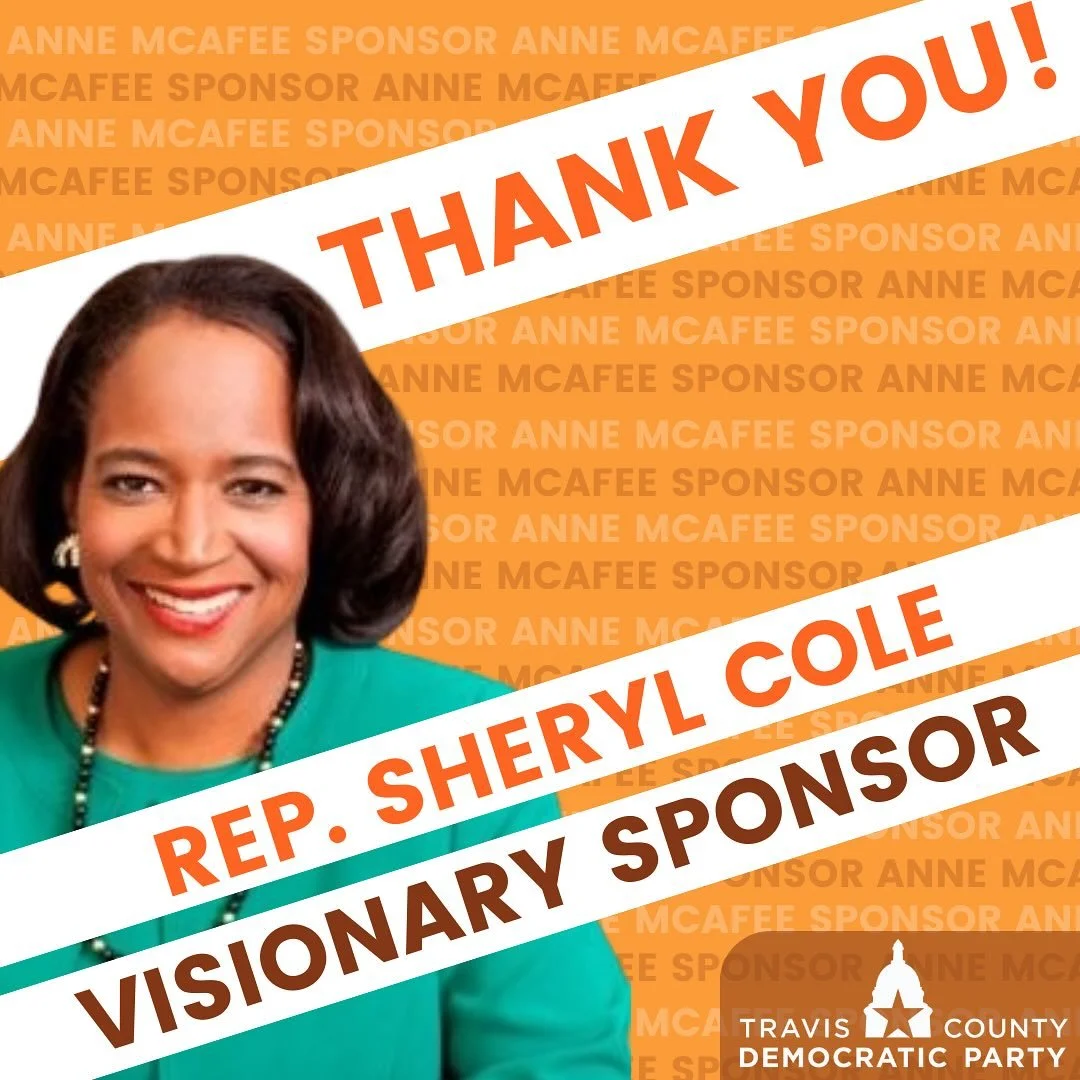 Thank You to our Visionary Sponsors who help bring the TCDP to life: Rep. Sheryl Cole, Rep. Donna Howard, Rep. Gina Hinojosa, and Rep. Lulu Flores! 💡🔊

Their investment in our Party directly fuels our grassroots organizing &amp; people powered move