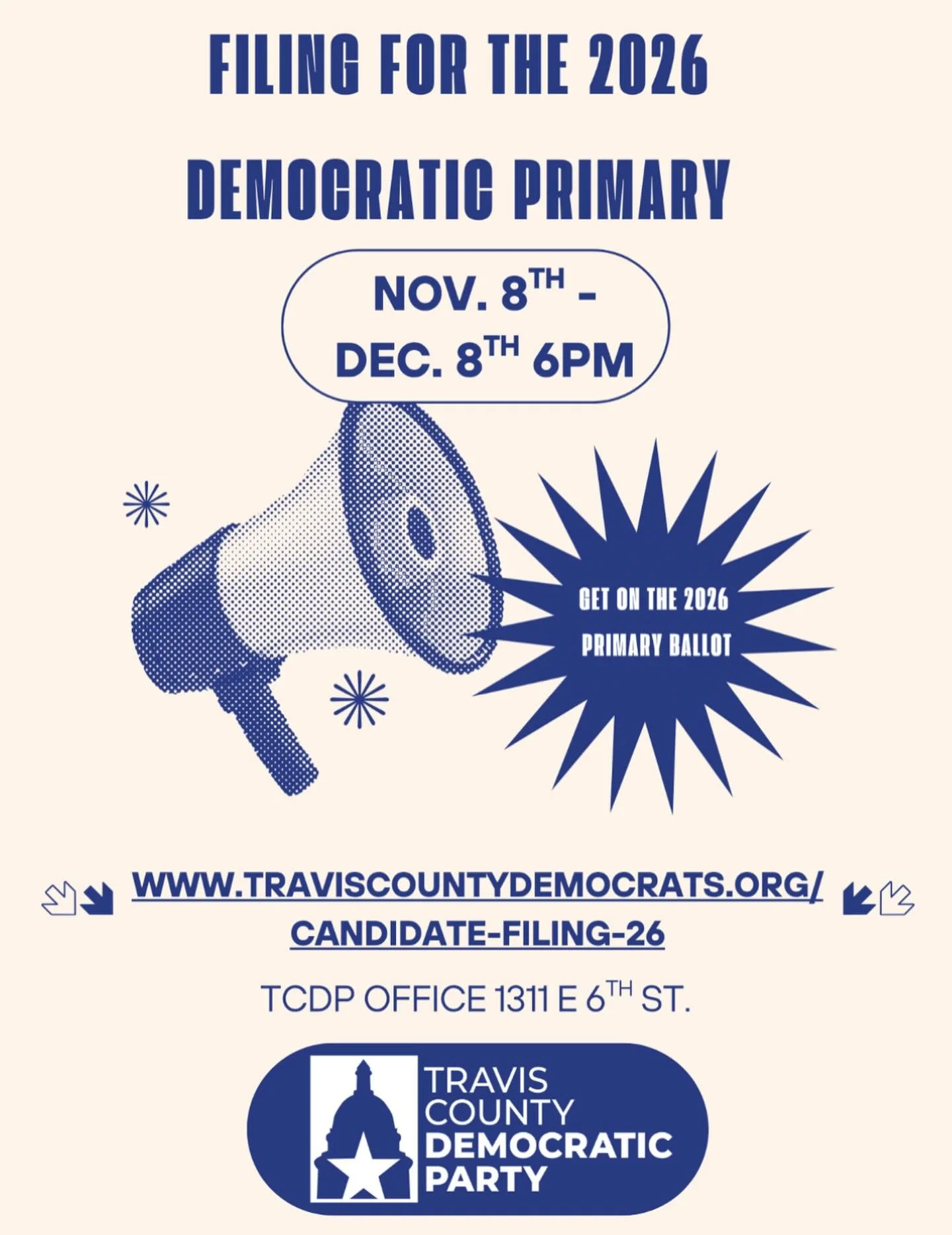 Happy Filing Day y&rsquo;all!💐

Today marks the beginning of many candidates&rsquo; journeys to serve in public office! We celebrate the courage and conviction of all who throw their hats in the ring during such a critical time. 

Need more info to 