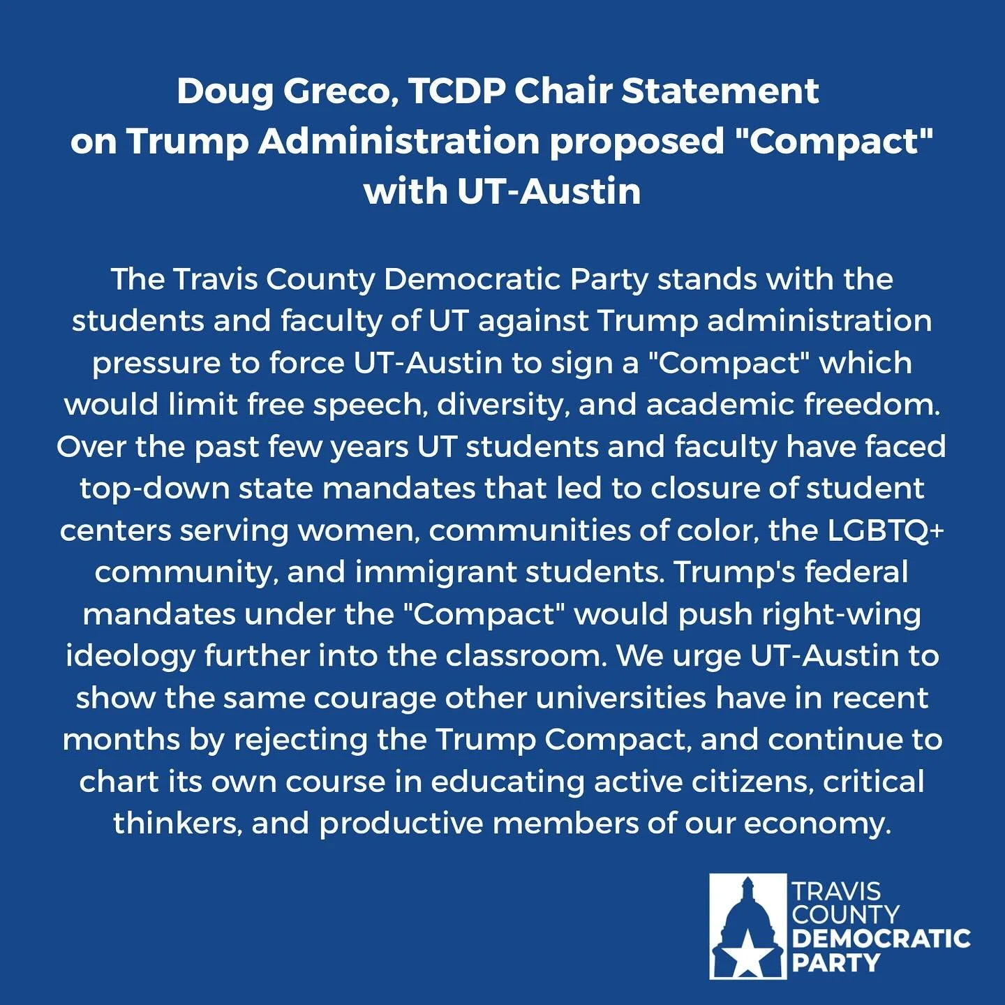 Reject the Trump Compact @utaustintx.