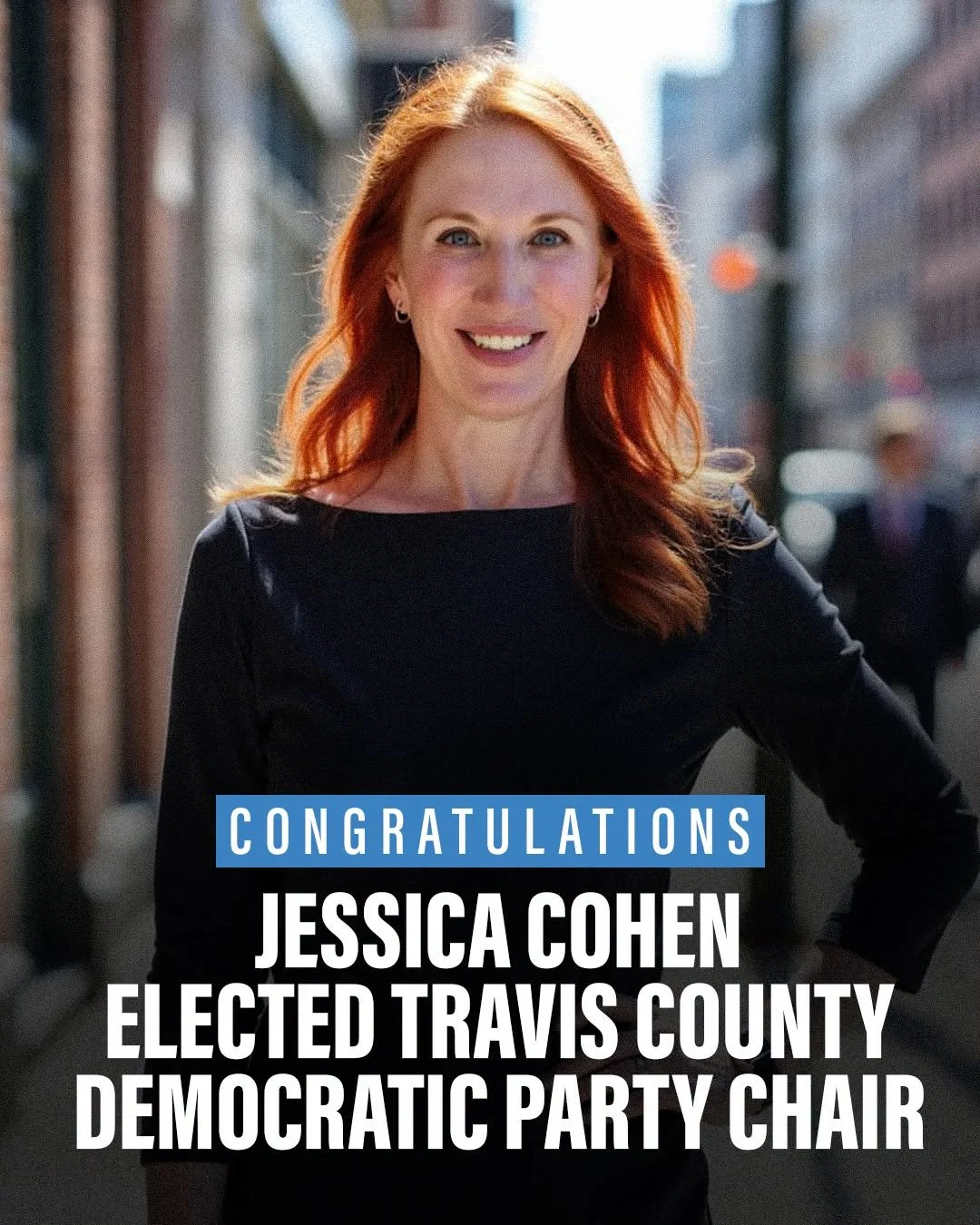Congratulations to our new Travis County Democratic Party Chair @jessicacohenatx!