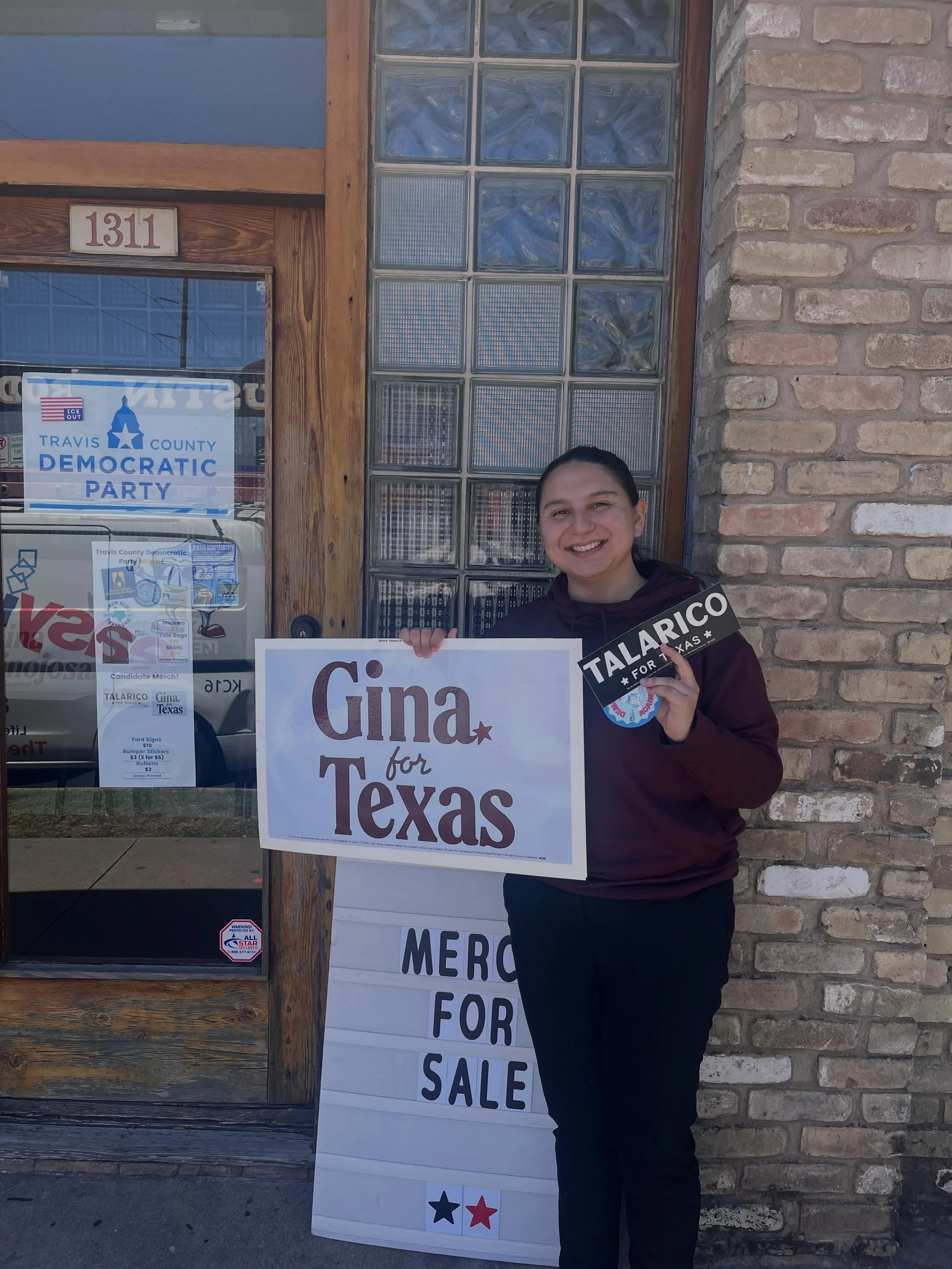 Come down to the Travis County Democratic Party&rsquo;s office for some candidate merch!