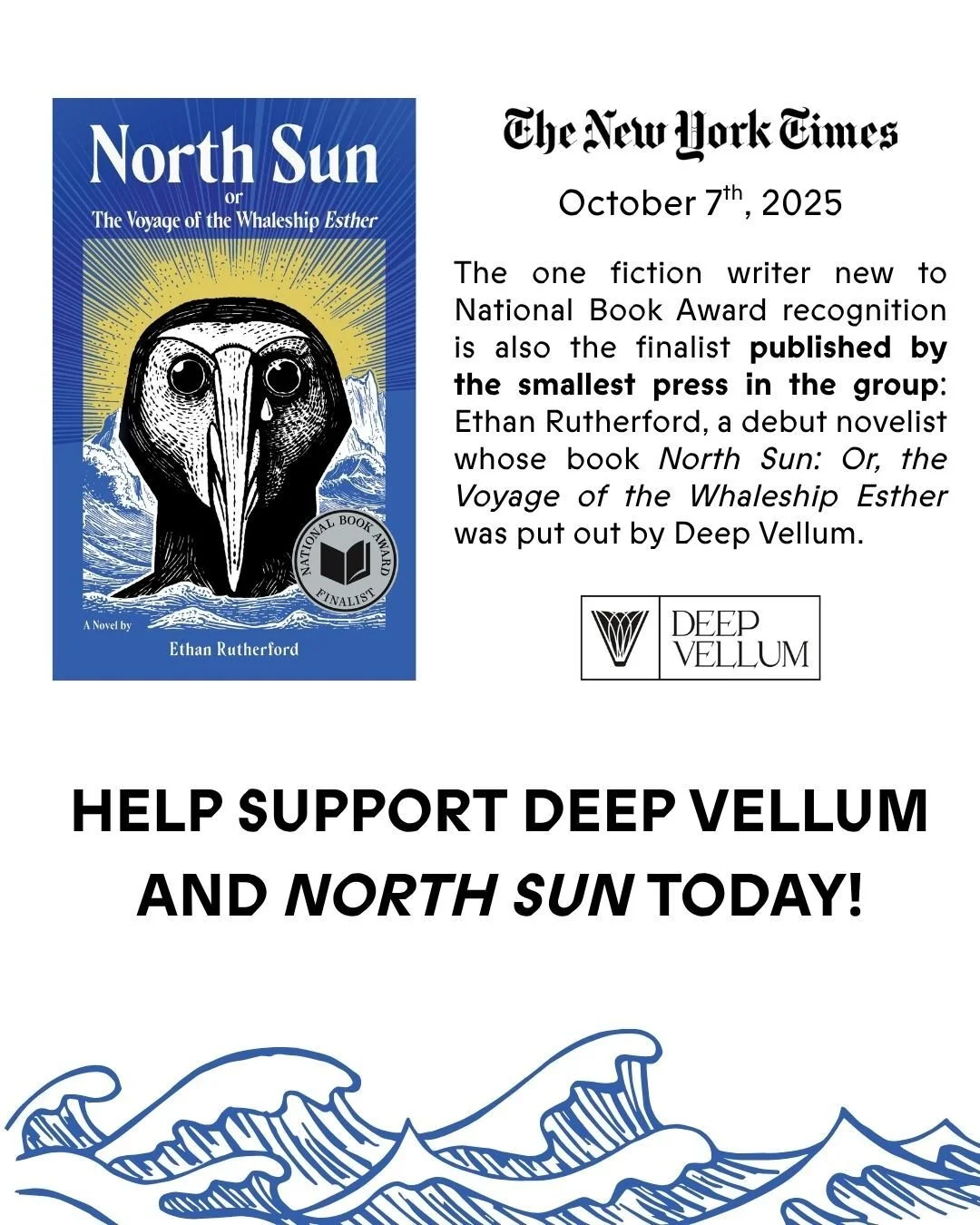 Leave your footprint on literary history: support NORTH SUN at the National Book Awards!