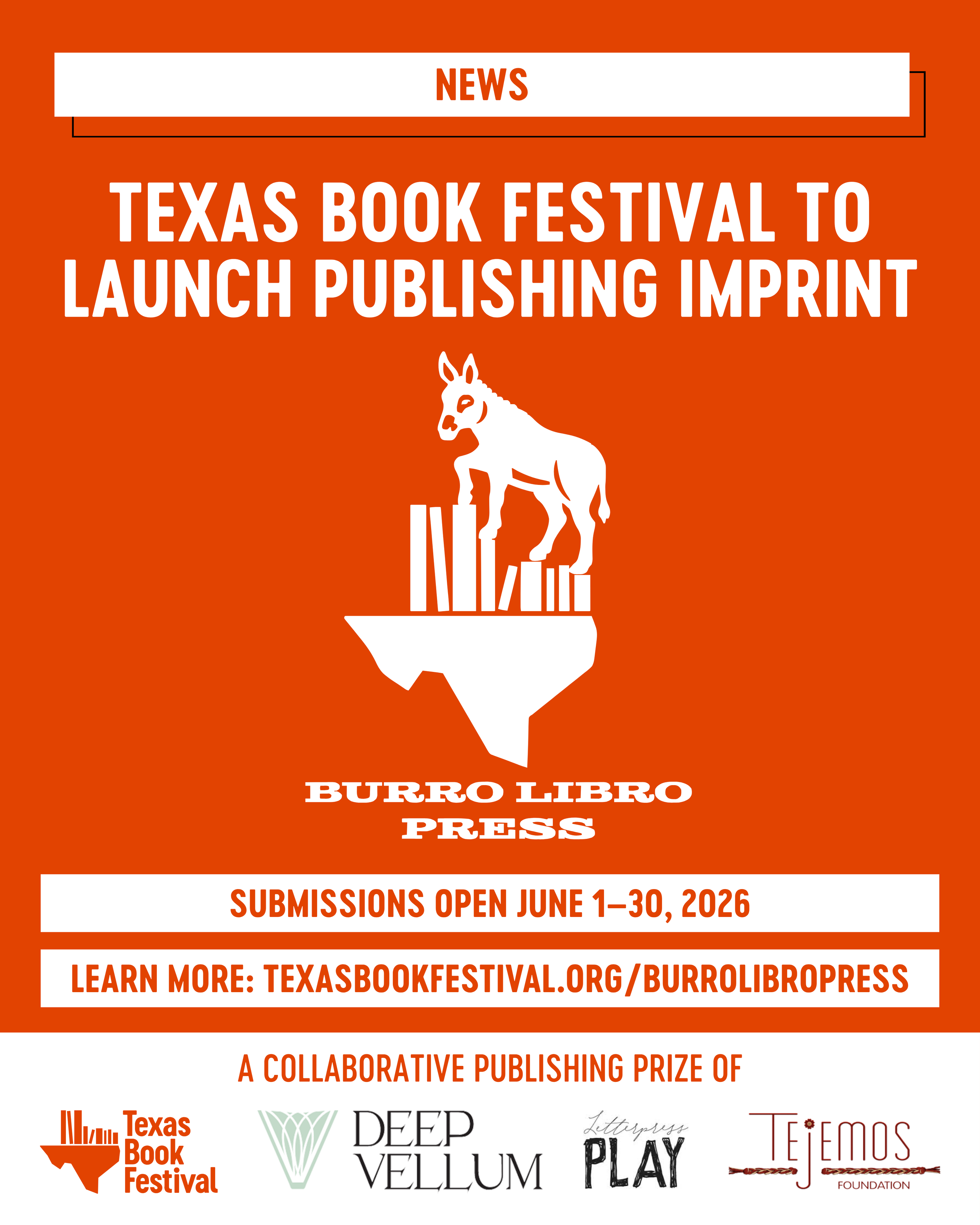 Deep Vellum Partners with Texas Book Festival to Launch New Publishing Imprint: Burro Libro Press