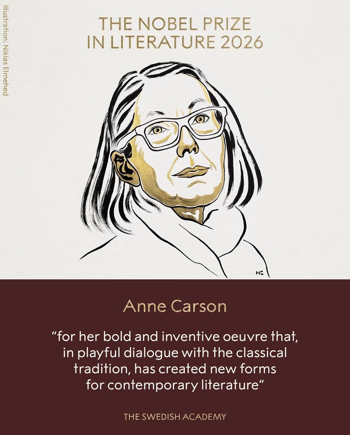 Anne Carson Wins the 2026 Nobel Prize in Literature