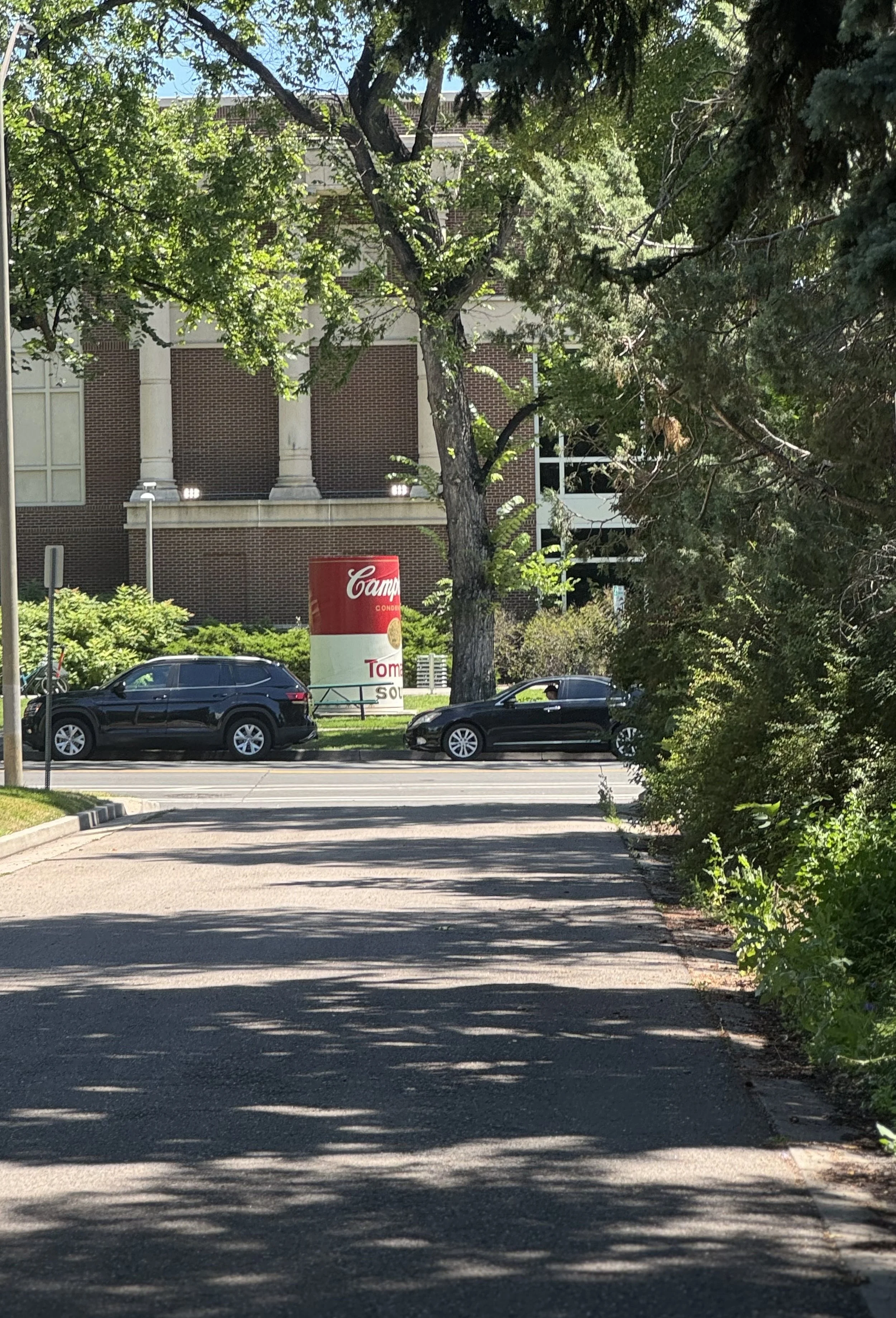 The historic Andy Warhol signed Campbell's Soup Can sculpture, located at the intersection of Remington and Buckeye near the studio entrance.