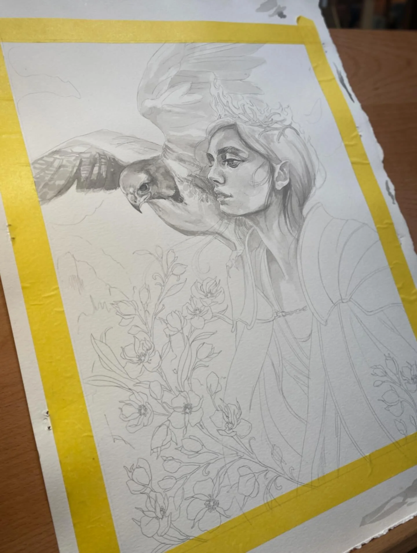 Starting in ink on this one; probably using the wrong paper&hellip; but wanted to play around with establishing values first&hellip;it might all get covered up with paint, but regardless a good starting point!