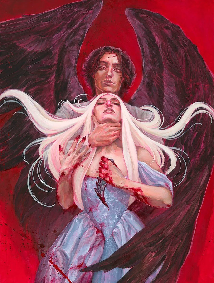 It&rsquo;s release day for @hypatiarhodesauthor HOUSE of DARKNESS 🖤

Here is the full version of the painting I made for her! Swipe to see the original reference photo featuring @lucid.lectiophile and my supreme modeling skills to get reference for 