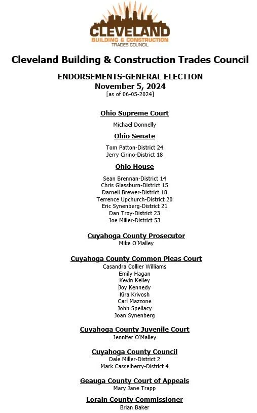 Cleveland Building Trades Endorsements 