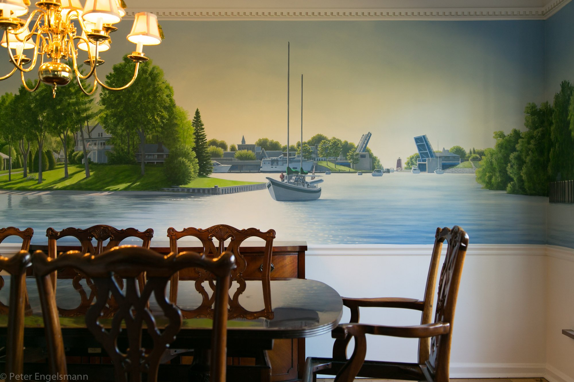  Northern Michigan Mural (Charlevoix, Harbor Springs), acrylic on wallboard, private residence. © Peter K. Engelsmann 
