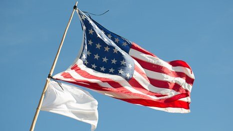 33-Star American Flag and White Flag