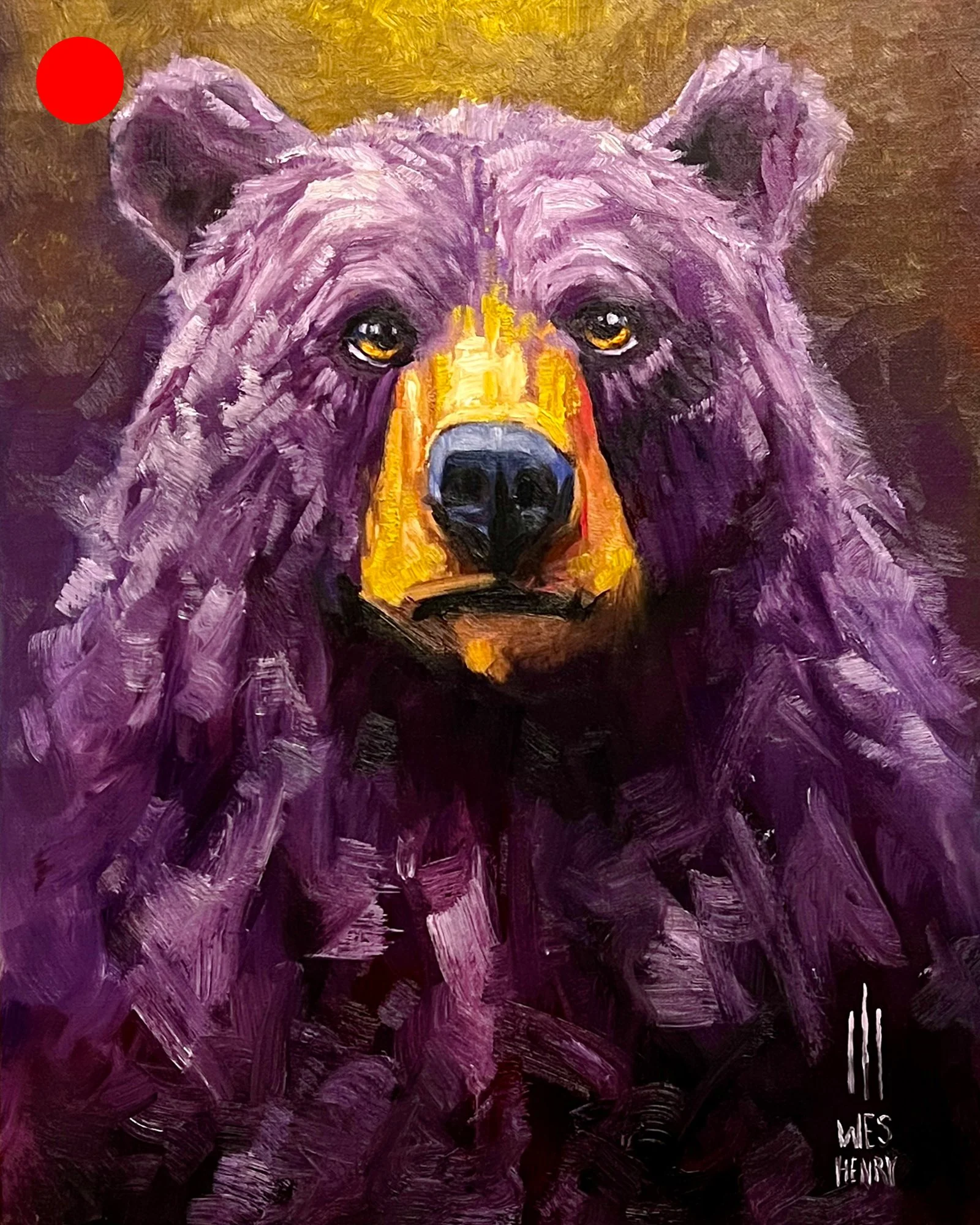 Purple Bear Study - 12x16