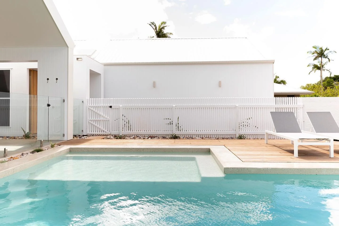 The pool at our Mill Residence was designed with both kids and cocktails in mind, so naturally, this shallow section is perfect for both!