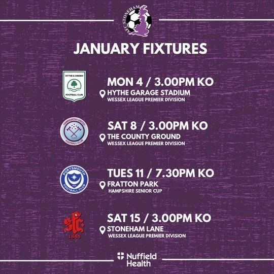 Forthcoming first team fixtures - January  