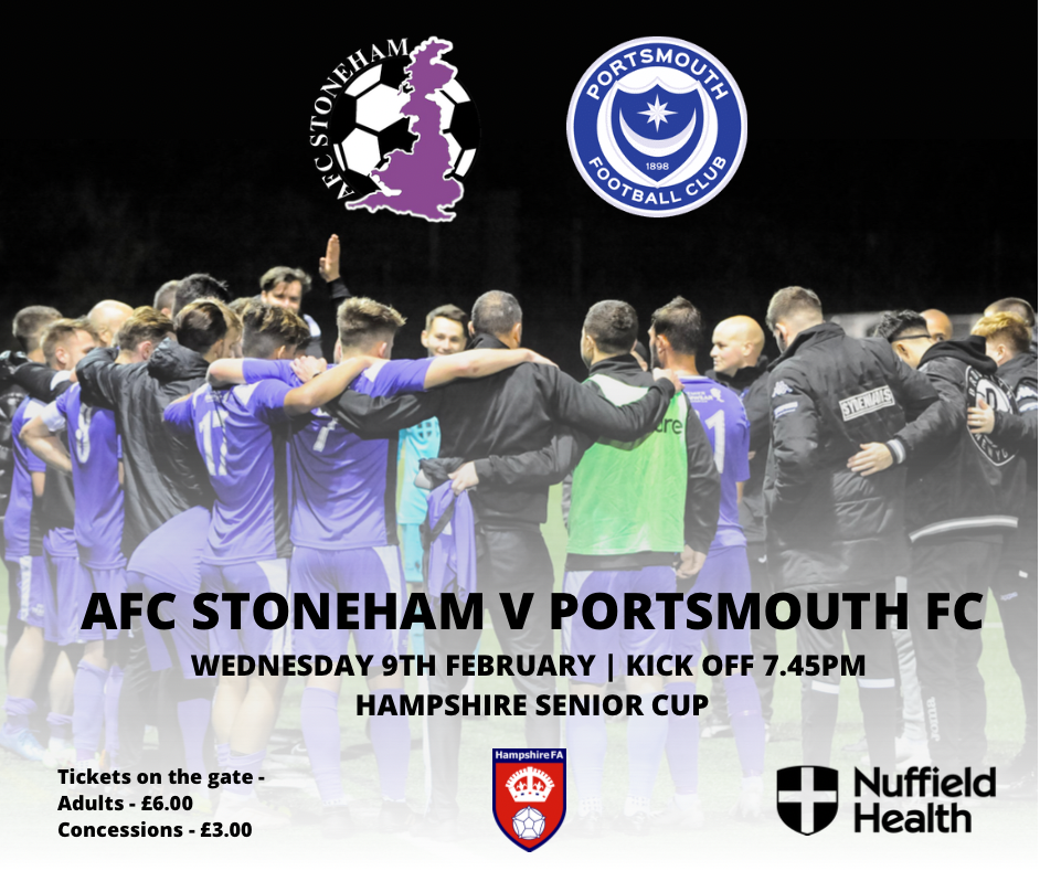 Information : AFC Stoneham v Portsmouth - Wed Feb 9th 7.45pm kick off