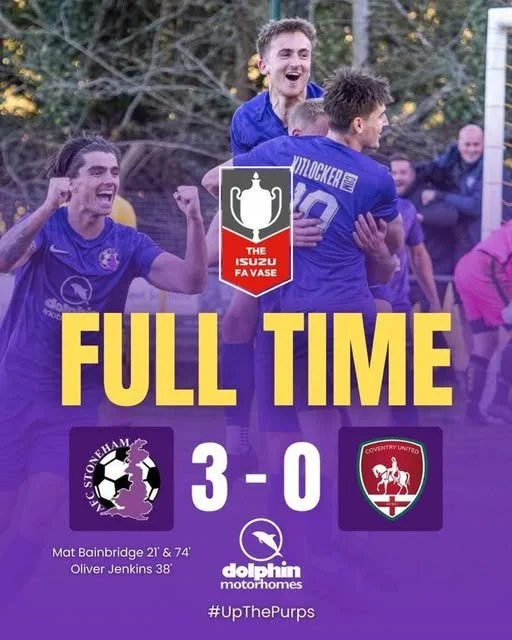 FA VASE QUARTER FINAL : AFC STONEHAM 3 COVENTRY UNITED 0 