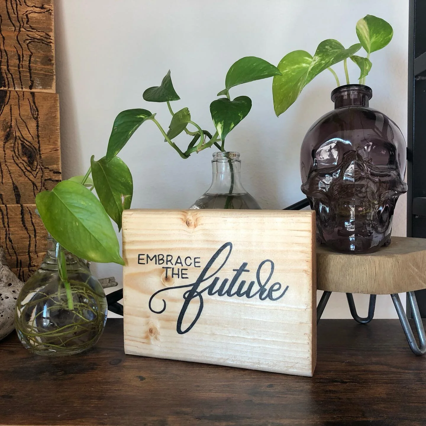 Recent custom order. Love getting more use with a double sided block. 🌱 thats a Halloween decoration turned planter 💫
