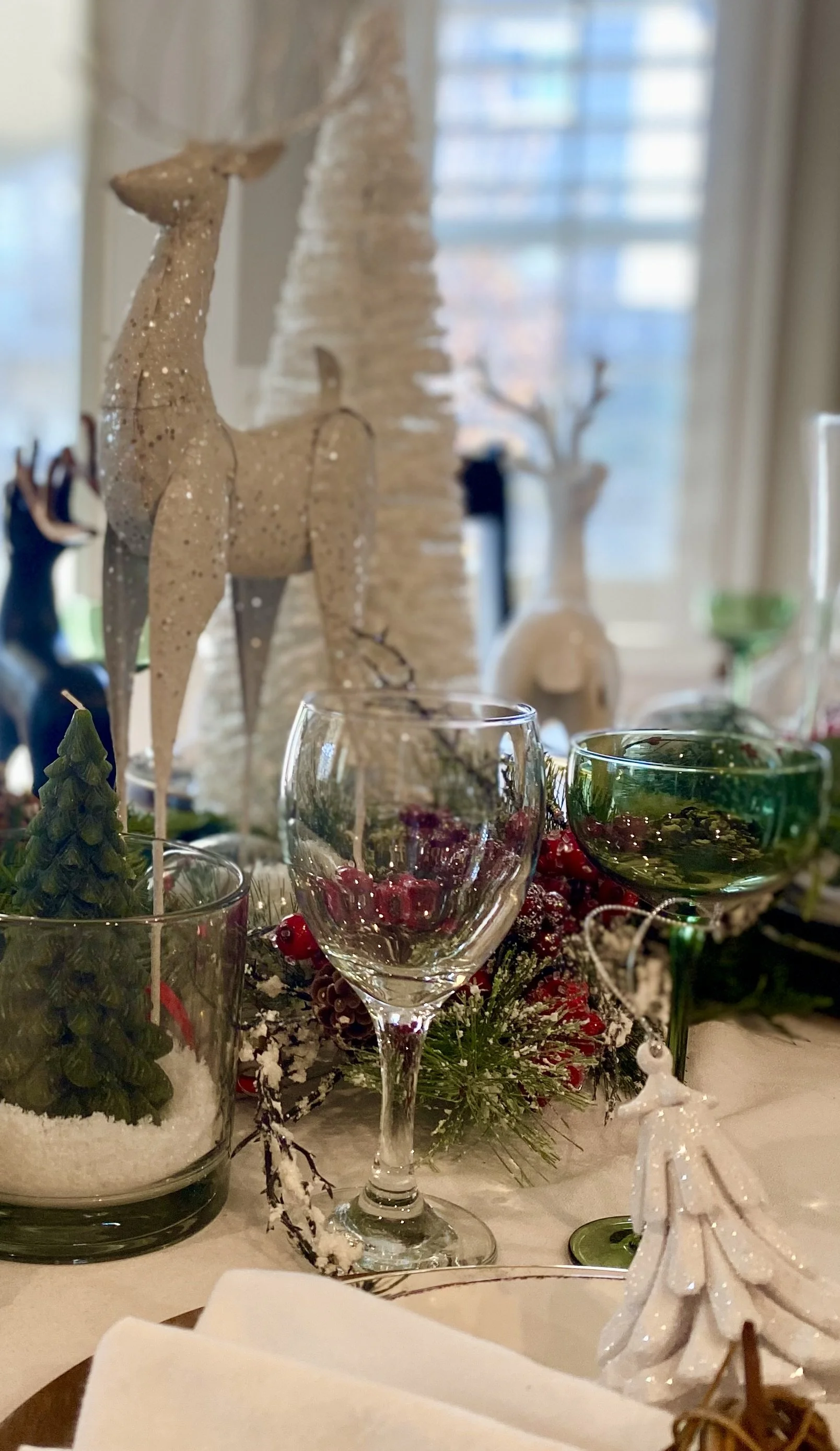 Snowy Forest Christmas Table deer with place setting.jpeg