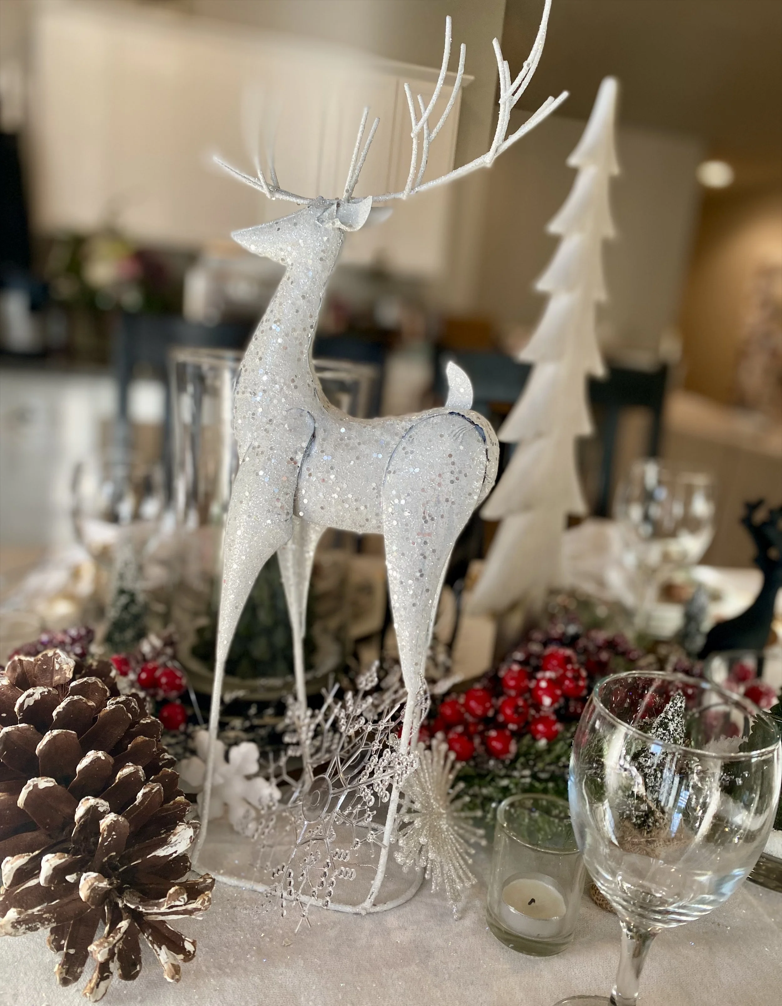 Snowy Forest Christmas Table deer with snowflakes.jpeg
