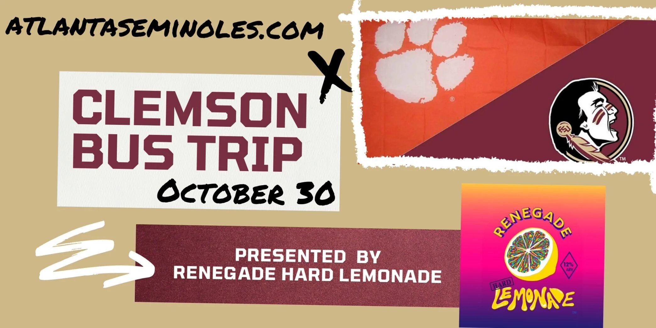 Clemson Bus Trip - Presented by Renegade Hard Lemonade