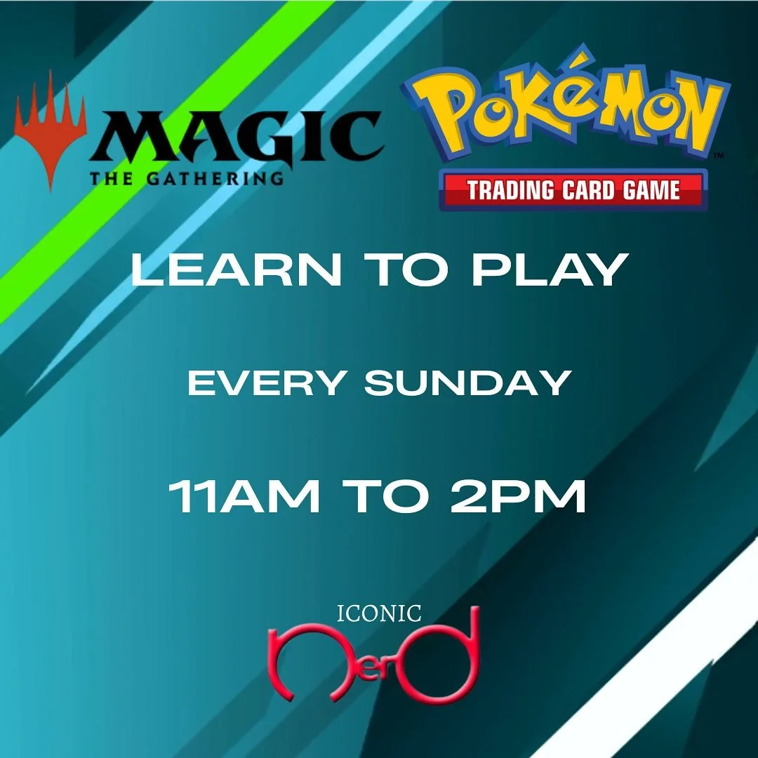 ⚡️ 🔥 START YOUR TCG JOURNEY 🧙&zwj;♂️ 🧙 

Every Sunday from 11am to 2pm 🕑 get into Iconic Nerd 🤓 for our free learn to play 

Starting today we launch 🚀 learn to play Magic The Gathering. No matter If you are brand new or wanting to get back in.