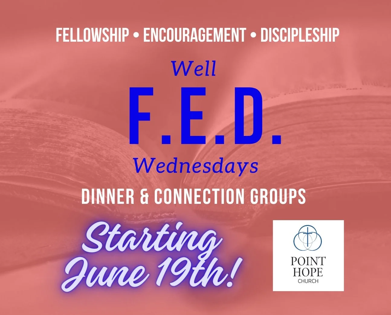 Well F.E.D. Wednesday Connection Groups and Dinner-Summer Session
