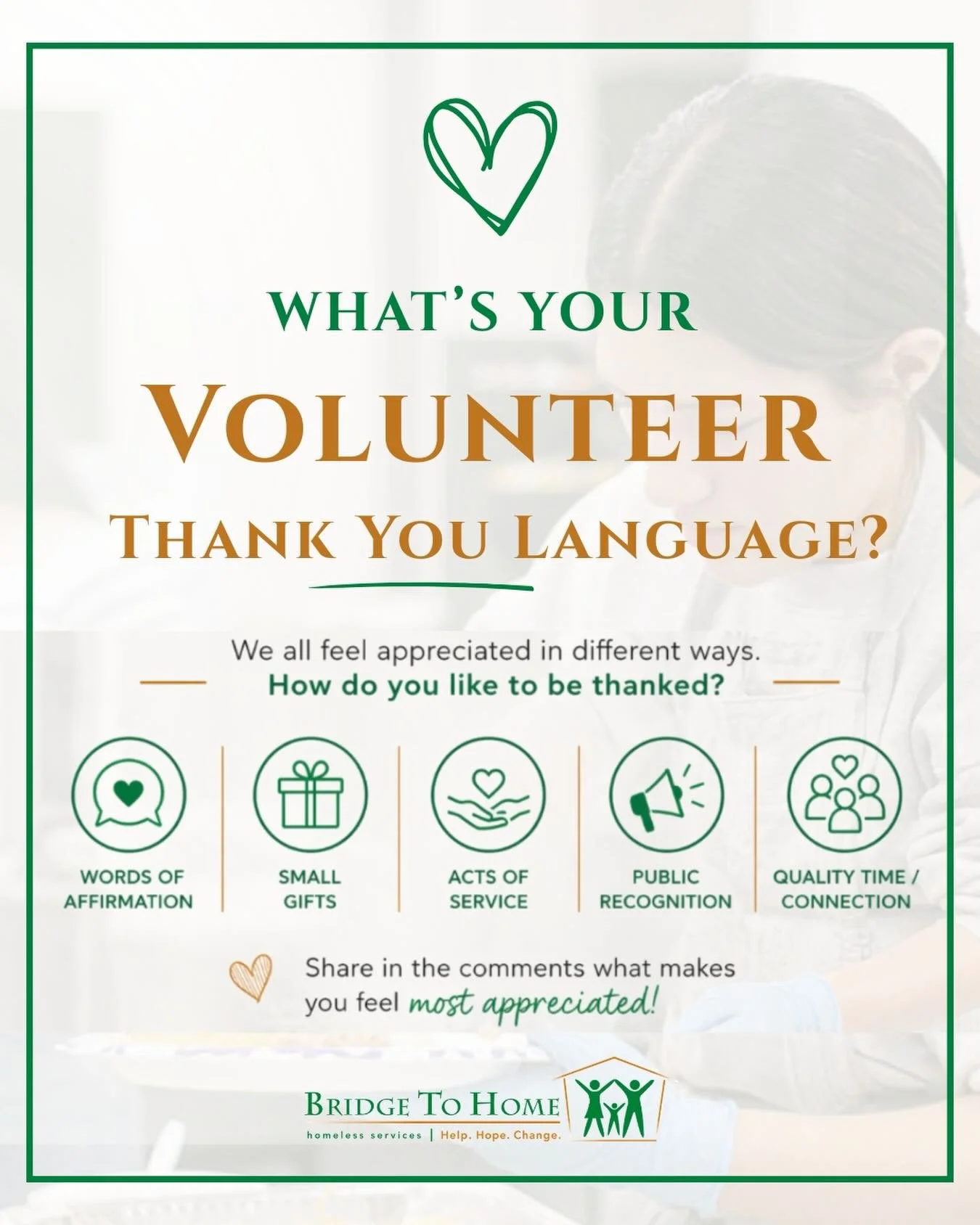 Volunteers give so much of themselves and appreciation isn&rsquo;t a one size fits all 💚

Whether it&rsquo;s a thank you, a shoutout, time together, or a small gesture&hellip; it all matters.

👇 Tell us in the comments, what makes you feel most app