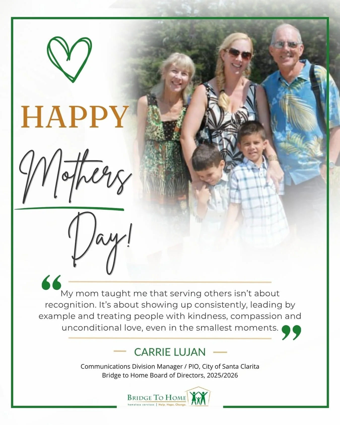 This Mother&rsquo;s Day, we&rsquo;re honoring the women who lead with compassion, kindness and unconditional love. 💚

Thank you, Carrie Lujan, for sharing this beautiful reflection on the impact of your mother&rsquo;s example and the power of servin