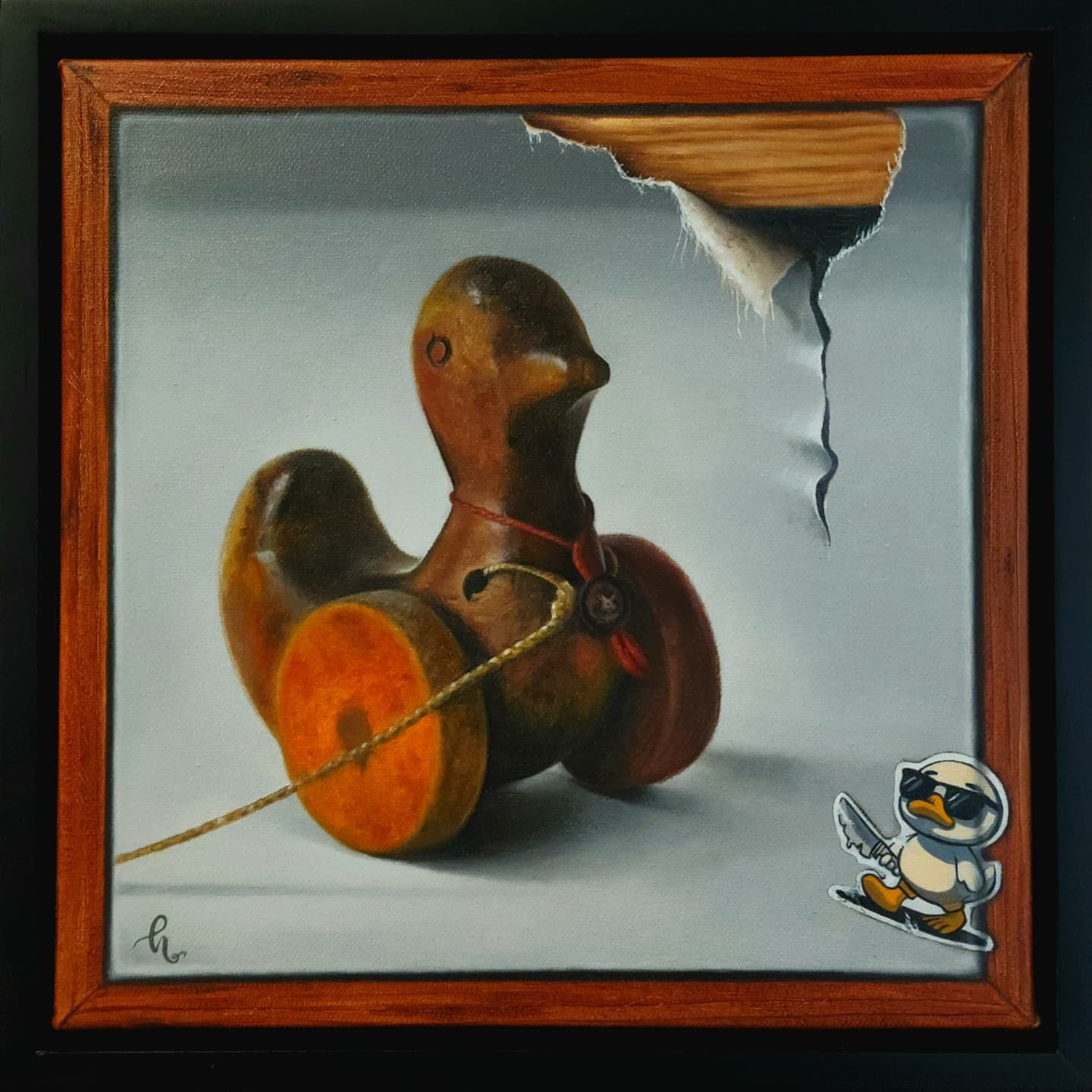 'Fowl Play' 🦆🔪
Oil on canvas
30 x 30cms (33.5 x 33.5cm including frame)
$450
DM for purchase or head to www.hollyhartwell.com.au ✌️

A quack in the canvas 🦆✨ Sometimes the story escapes the frame, sometimes it cuts its own way out. What do you see