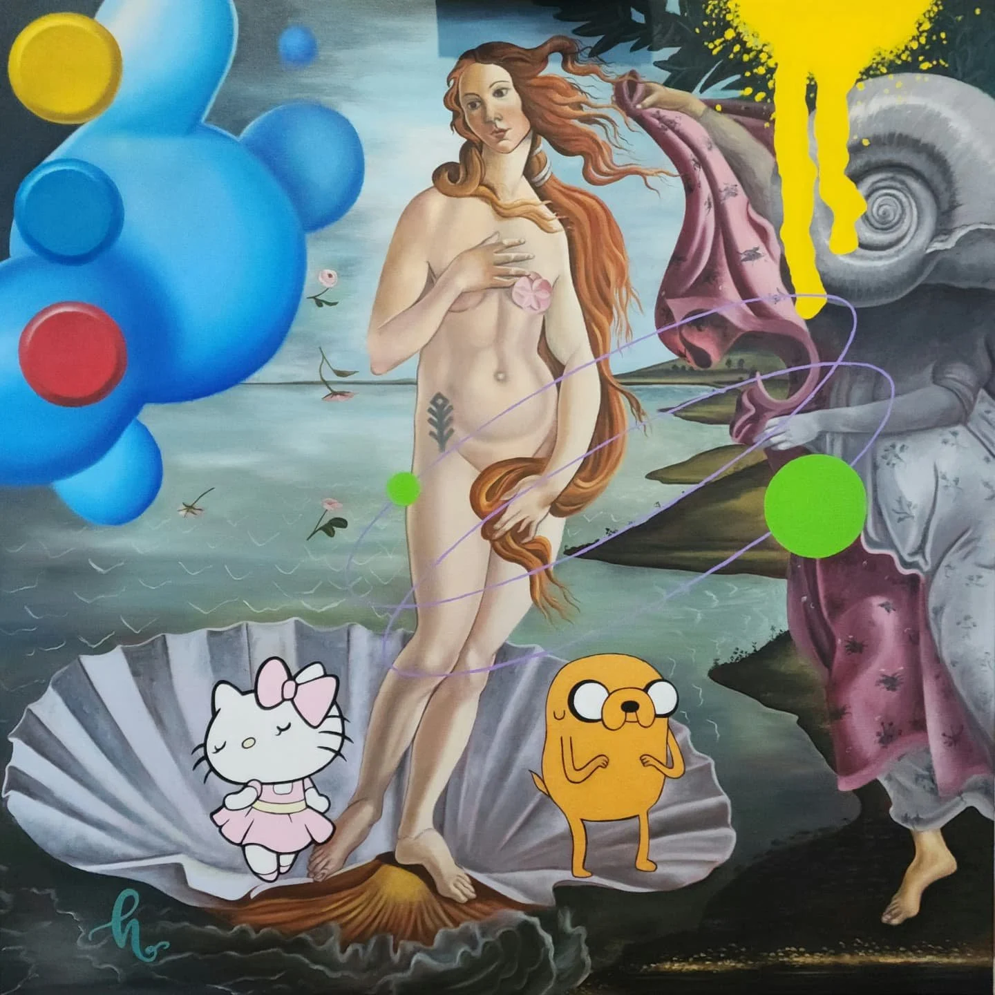 Some process pics from my latest painting, Venus 2.0, which was featured in a group show 'Love Letters to Nature'.

Stay fresh, cheese bags 🧀

#oilpaintingprocess #newartwork #boticelli #imaginativerealism
