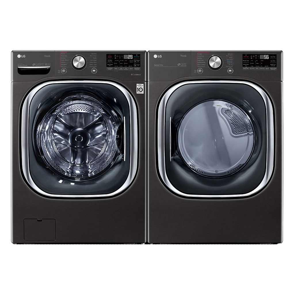 LG 5.8 cu. Ft Front Load Washer & 7.4 cu. Ft Electric Dryer in Black