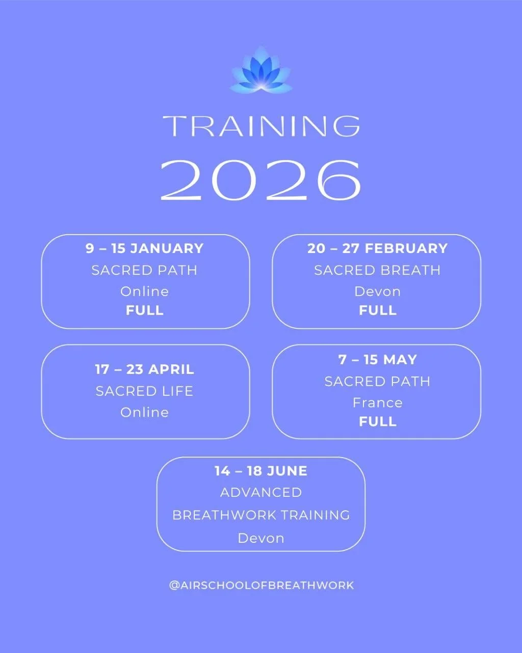 @airschoolofbreathwork AIR School of Breathwork was one of the first schools to be accredited by the GPBA, over 10 years ago!

This is a conscious connected Breathwork Facilitator training that takes you on a deep inner journey by teaching you the sk