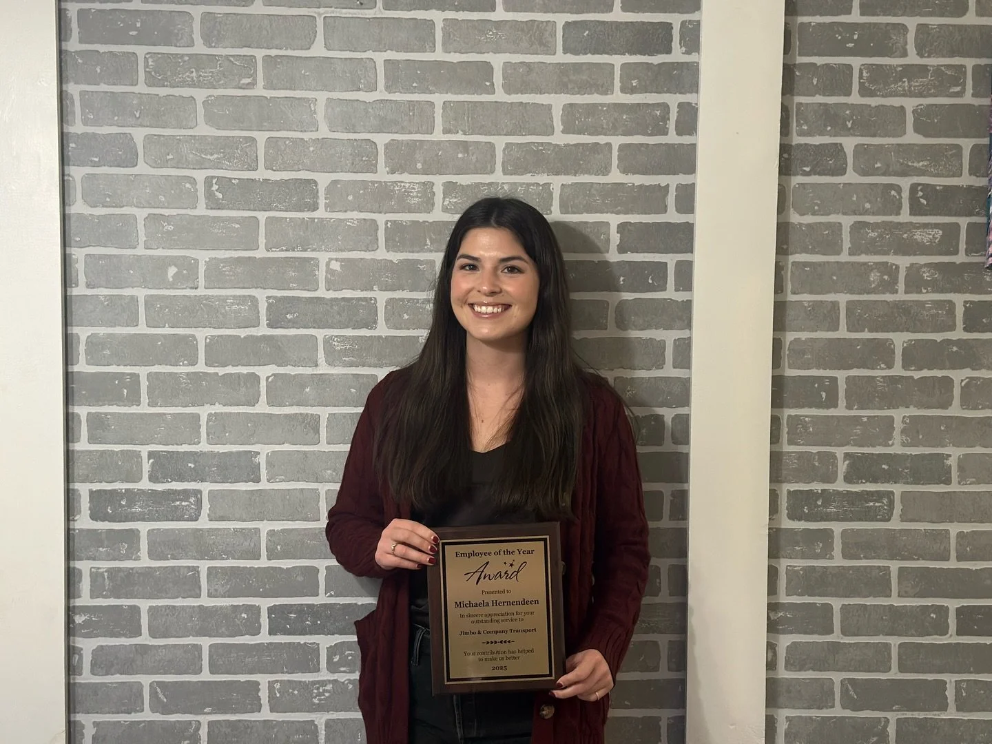 🔥 Congratulations, Michaela, on being named Employee of the Year! 🔥 
Your drive, dedication, and leadership have gone above and beyond for Jimbo &amp; Company Transport. You&rsquo;ve grown personally and professionally, setting the standard for wha