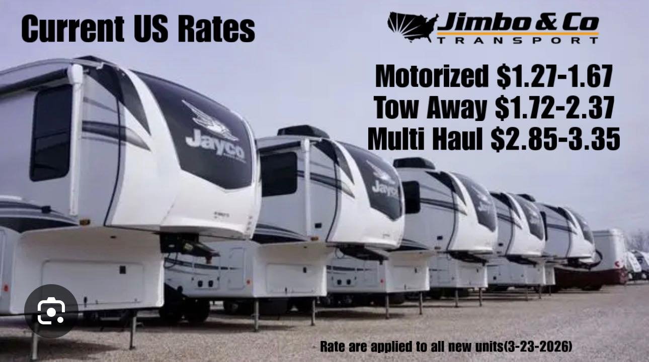 The following are the current transport rates for Jimbo &amp; Company Transport, effective March 23, 2026. These rates apply exclusively to new units.