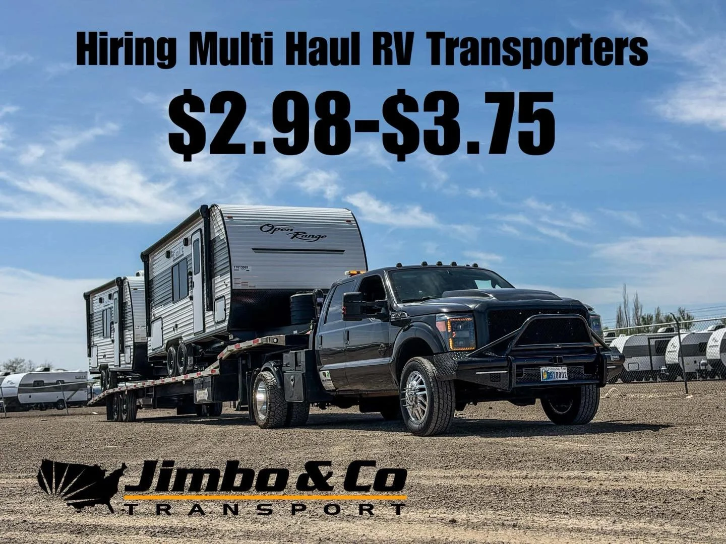 Jimbo &amp; Company is hiring multi-haul owner operators.
Run your miles. Keep your freedom. Get paid.
Apply today at www.jimboandcompany.com