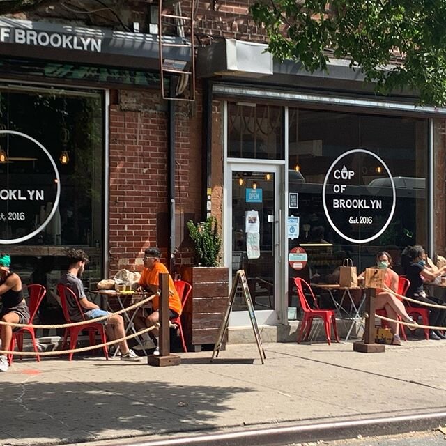 Welcome to the outdoor dining @cupofbrooklyn #outdoordiningtable #lunch #coffebreak