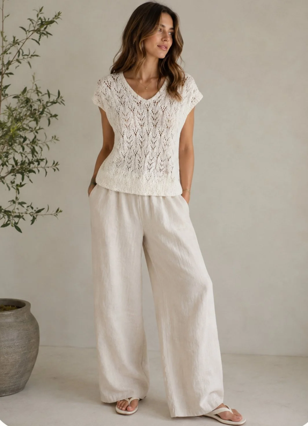 Kinross Sequin Cap Sleeve V Neck Sweater