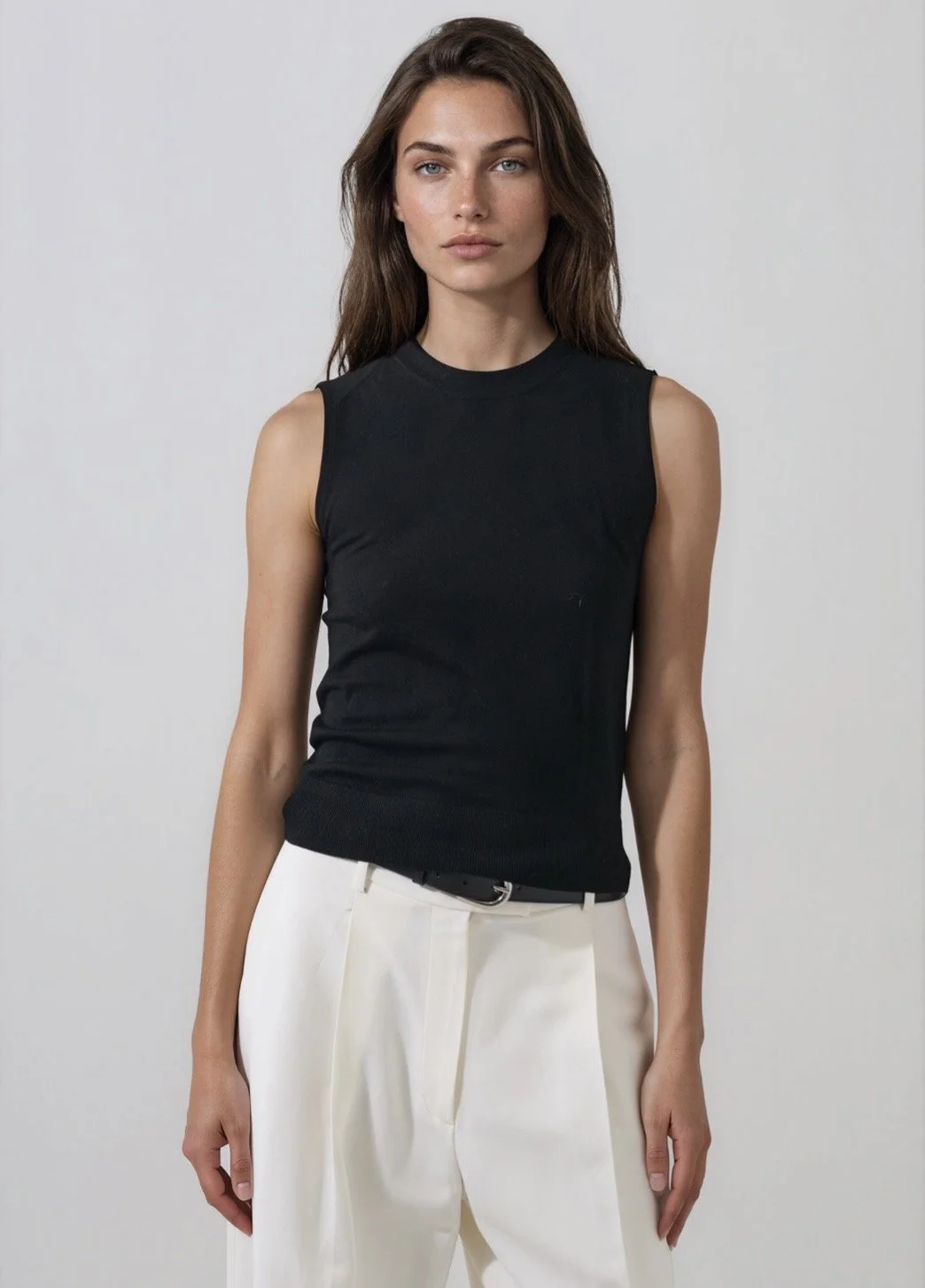 Patrick Assaraf Sleeveless Hi Crew