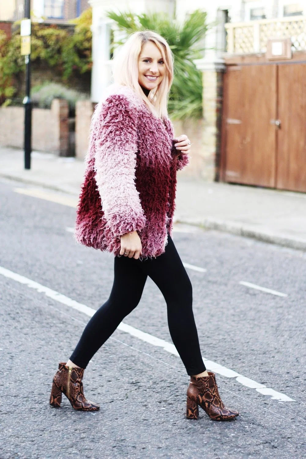 pink fluff and snake print