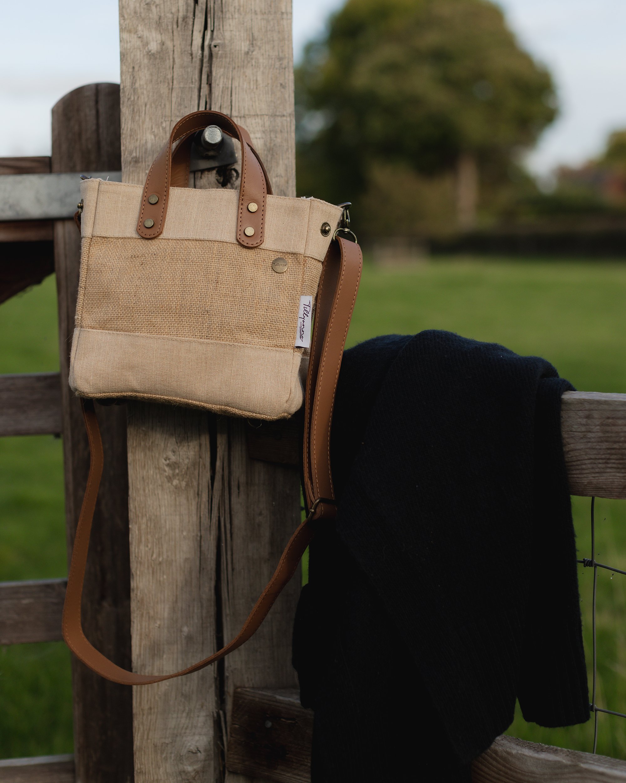 Product photographer Oxfordshire small bag hung on gate
