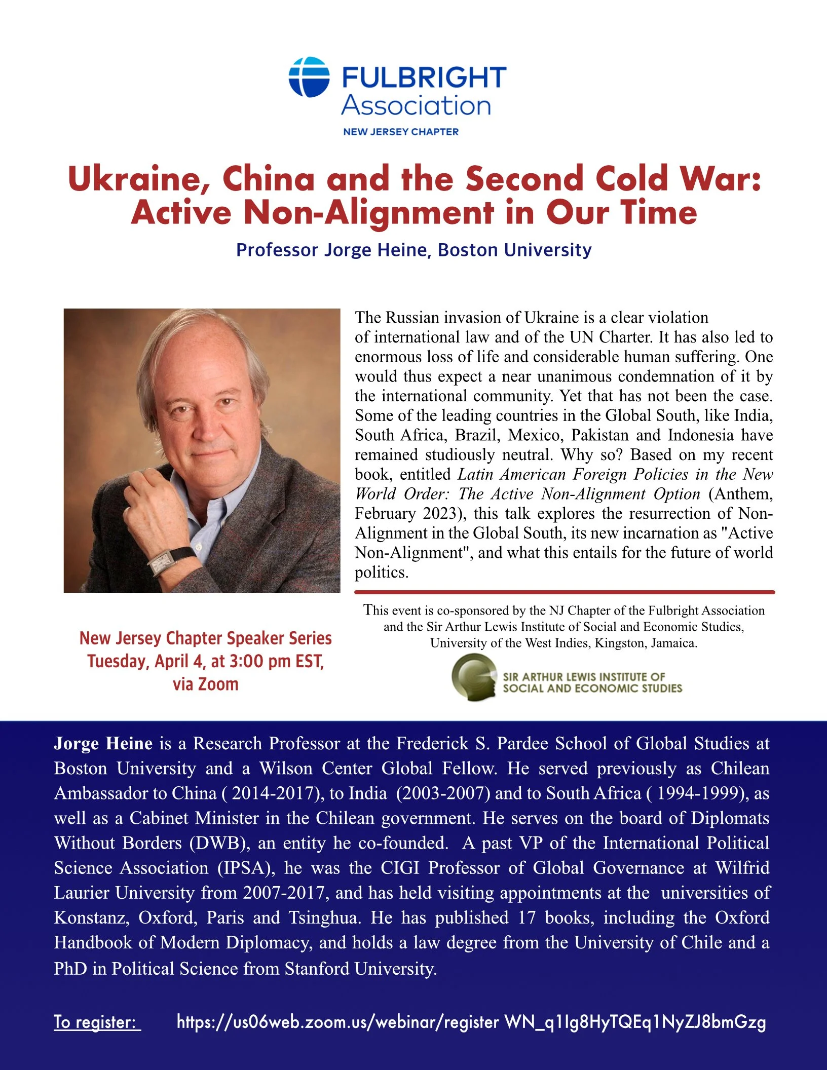 Webinar Invitation - "Ukraine, China and the Second Cold War: Active Non-Alignment in our Time"
