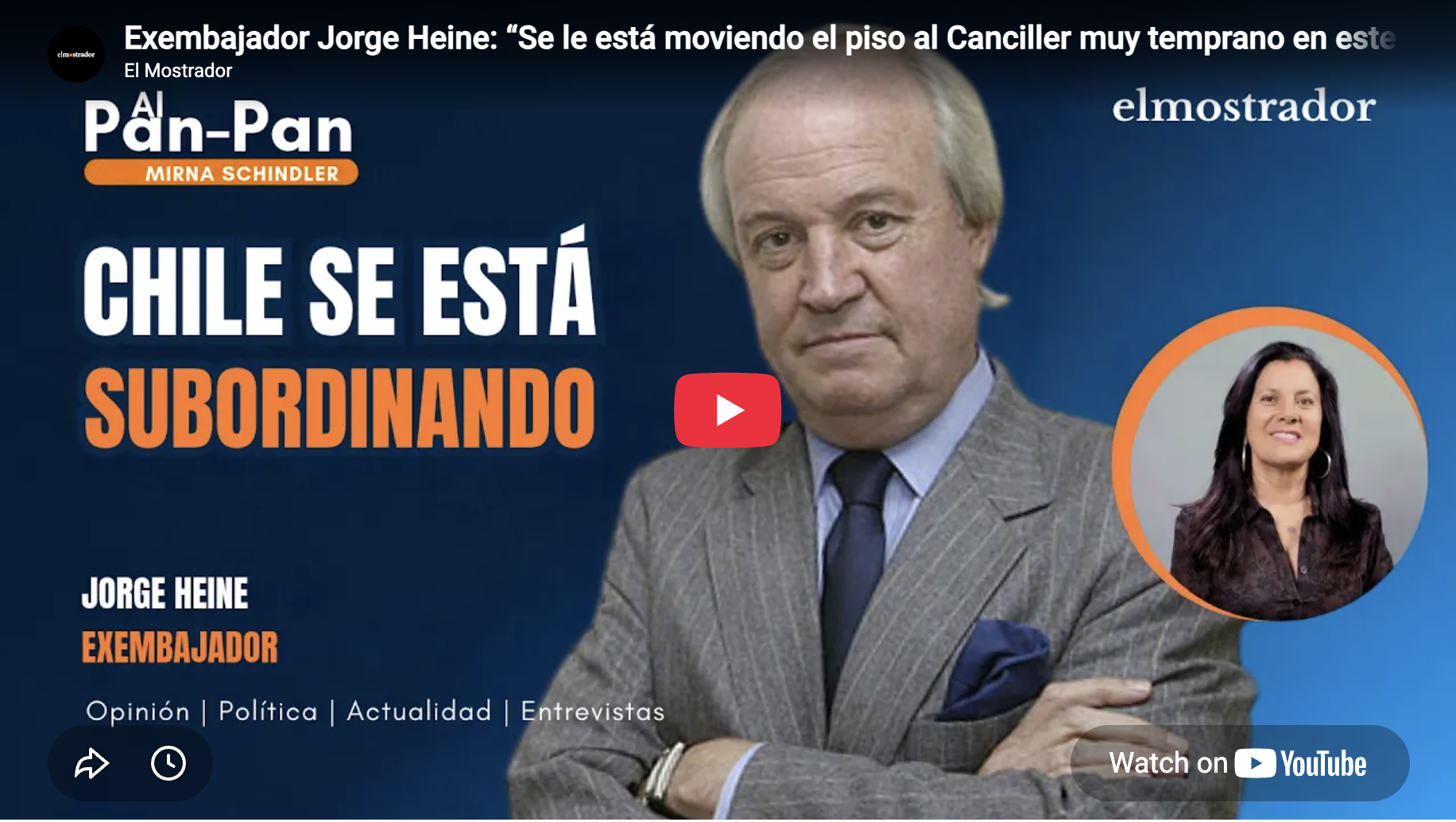 Exembajador Jorge Heine: “Se le está moviendo el piso al Canciller muy temprano en este gobierno"