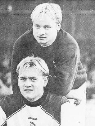 To spente gutter i Birmingham City - Bart Griemink foran og Sigurd Rushfeldt bak.