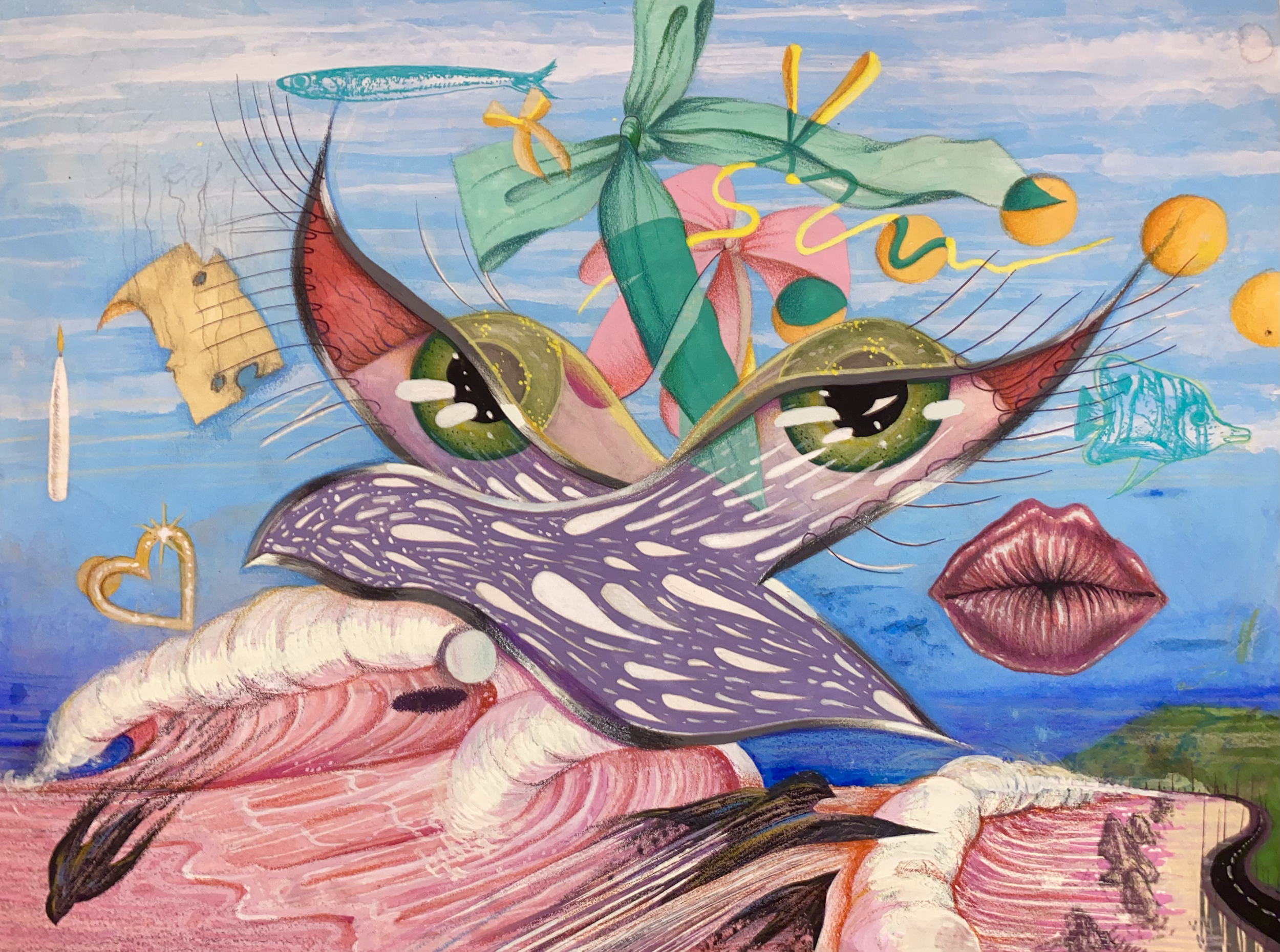Heaven's Coast, Gouache on paper, 2024, 12 in. by 16 in. 