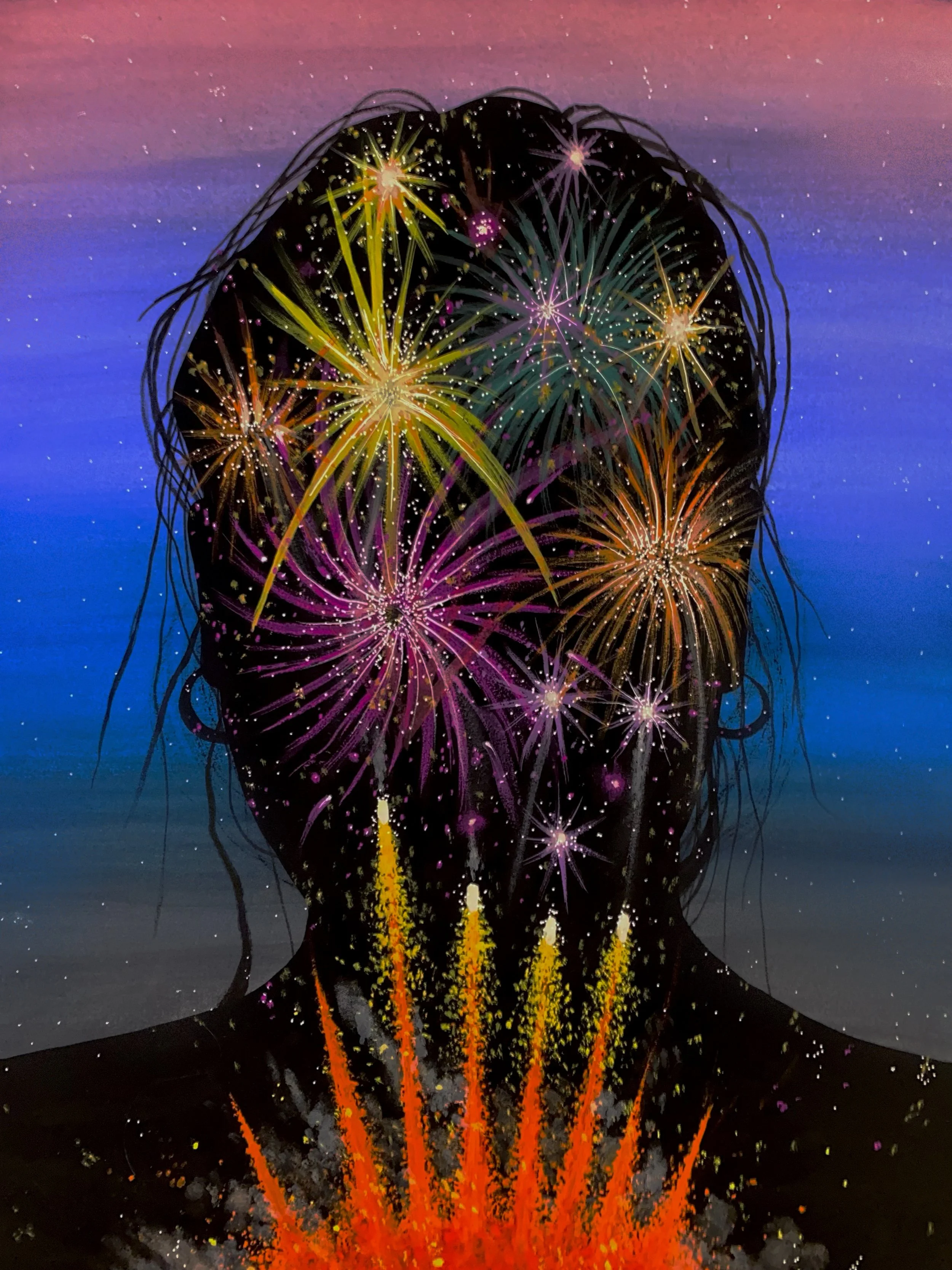 Fireworks, 2025, Gouache, 16 in. by 12 in.