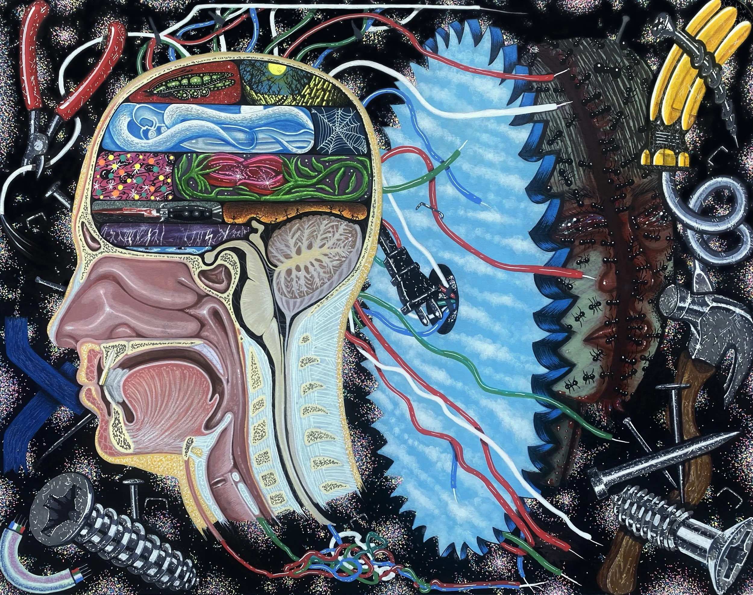 Jagged Sky, 2026, Acrylic, 15.5 in. by 19.5 in.